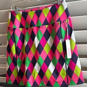 NWT Kinona Women's Golf  Skort Shorts Liner  Zip Pockets, Italian Fabric; Sz: M